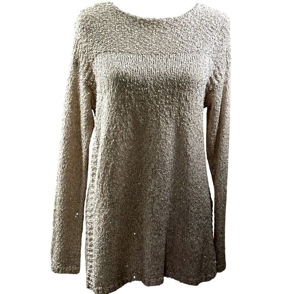 Chico's cream shimmer sweater, neutral, elegant, layering, effortless, soft glam - Picture 1 of 5